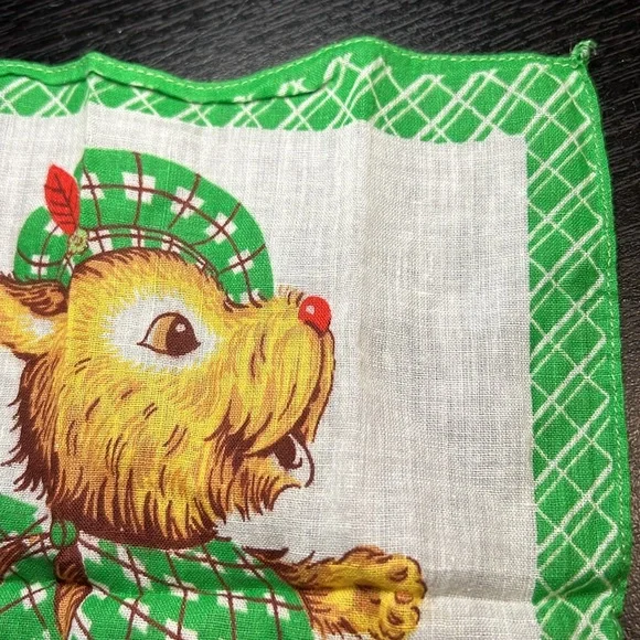 VTG Kitsch Hankie Dog On Roller Skates Wagon Of Chicks Handkerchief Hanky Hankie - Picture 4 of 7